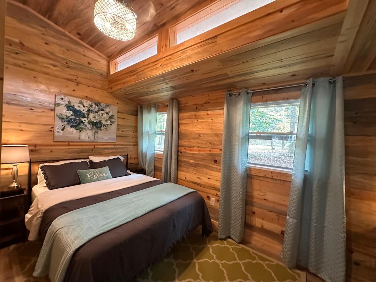 Cabin bedroom with queen bed